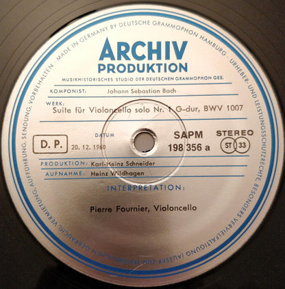 Johann Sebastian Bach – Pierre Fournier : Sechs Suiten Für Violoncello Solo (BWV 1007-1012) (3xLP, RP + Box)