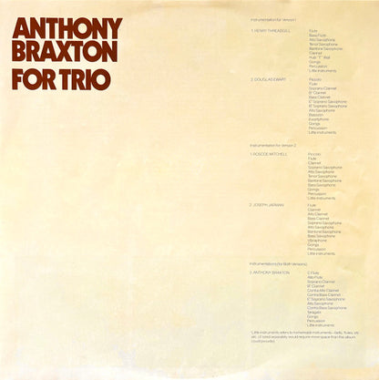 Anthony Braxton : For Trio (LP, Album)