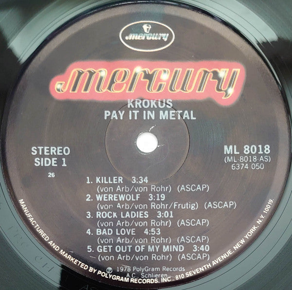 Krokus : Pay It In Metal (LP, Album, RE, PRC)