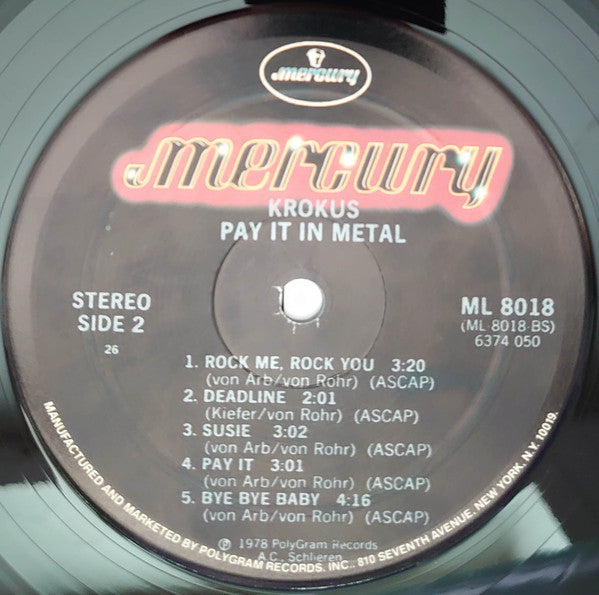 Krokus : Pay It In Metal (LP, Album, RE, PRC)