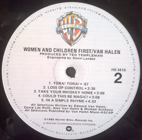 Van Halen : Women And Children First (LP, Album, Jac)