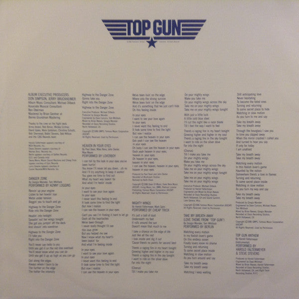 Various : Top Gun (Original Motion Picture Soundtrack) (LP, Album, Car)