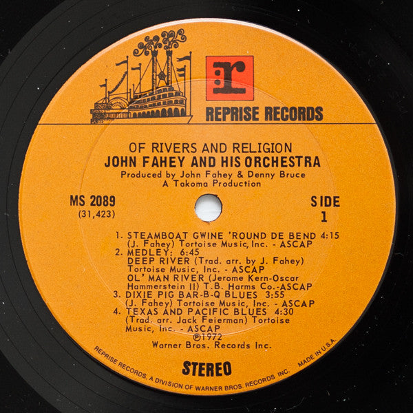 John Fahey And His Orchestra* : Of Rivers And Religion (LP, Album, Die)