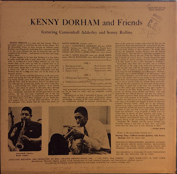 Kenny Dorham With Cannonball Adderley & Sonny Rollins : Kenny Dorham And Friends (LP, Comp, Mono, Promo, RM)