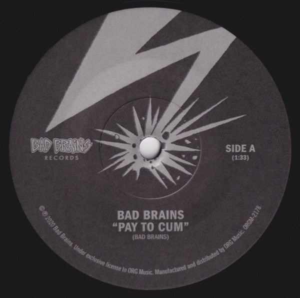 Bad Brains : Pay To Cum! (7", Single, RE, RM)