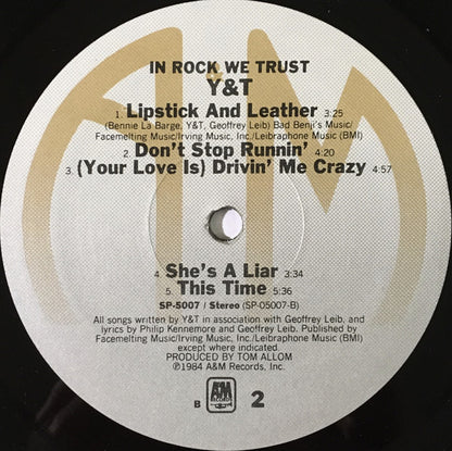 Y & T : In Rock We Trust (LP, Album, Ele)