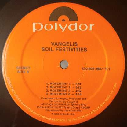Vangelis : Soil Festivities (LP, Album, Hau)