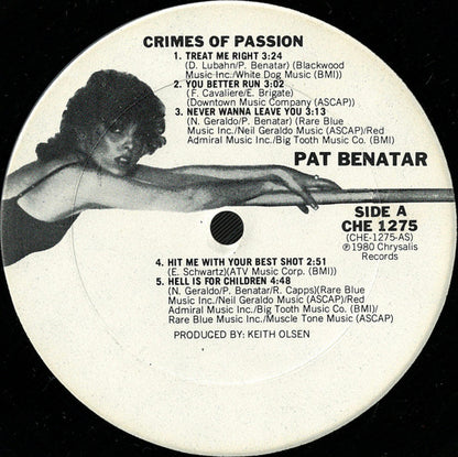 Pat Benatar : Crimes Of Passion (LP, Album, Whi)