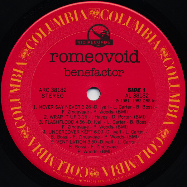 Romeo Void : Benefactor (LP, Album, Pit)
