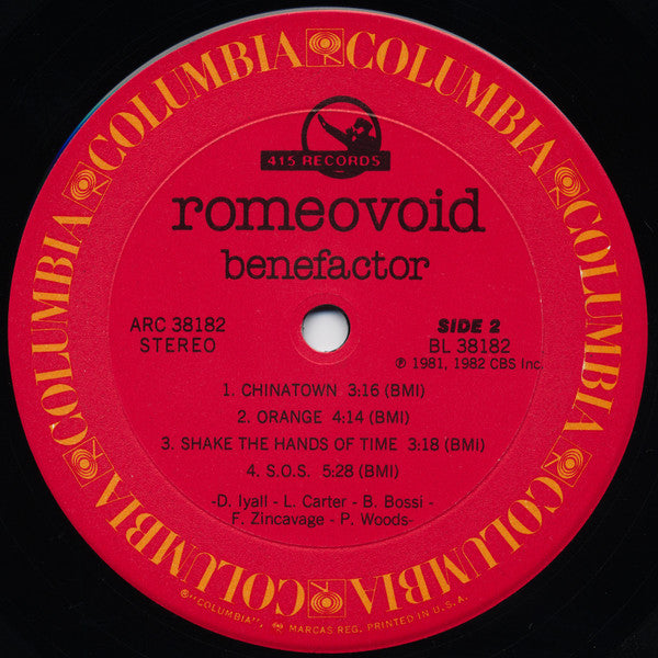 Romeo Void : Benefactor (LP, Album, Pit)