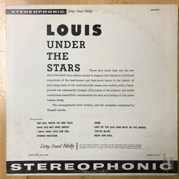 Louis Armstrong : Under The Stars (LP, Album, RE)