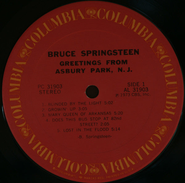 Bruce Springsteen : Greetings From Asbury Park, N.J.  (LP, Album, RE, San)