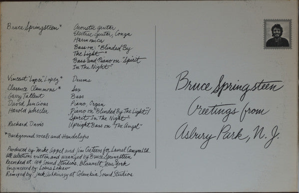 Bruce Springsteen : Greetings From Asbury Park, N.J.  (LP, Album, RE, San)