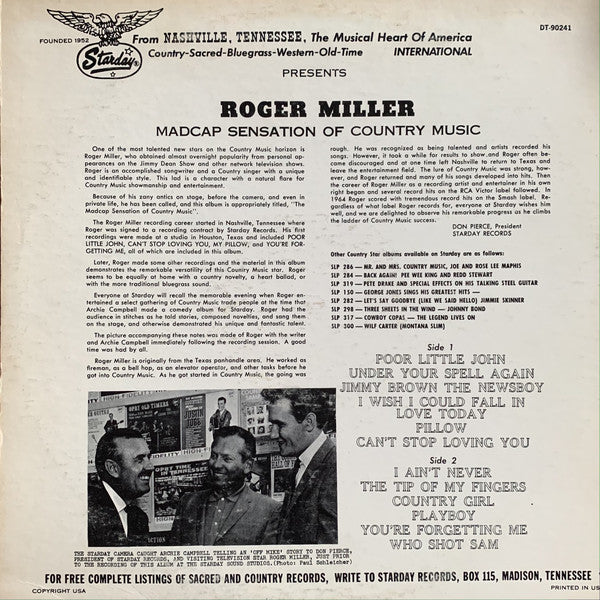 Roger Miller : Wild Child/Madcap Sensation Of Country Music (LP, Album, Club, Jac)