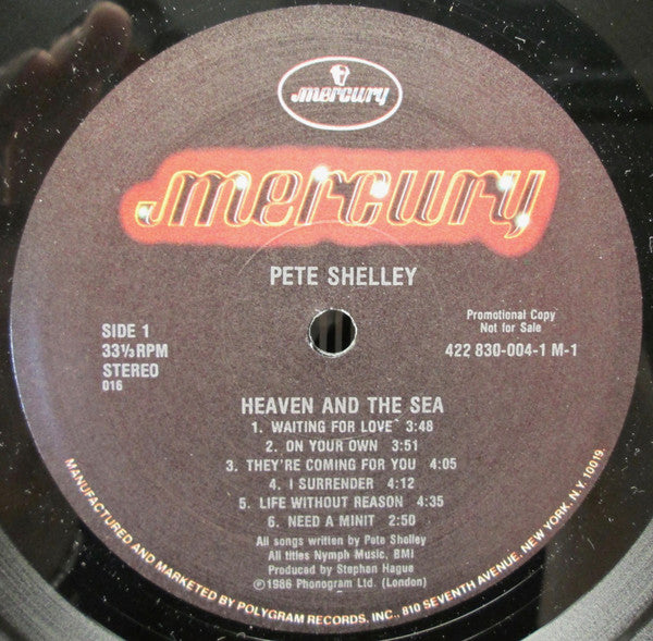 Pete Shelley : Heaven And The Sea (LP, Album, Promo)