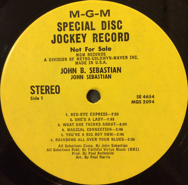 John B. Sebastian* : John B. Sebastian (LP, Album, Promo, Gat)