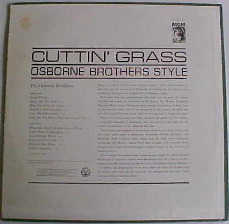 The Osborne Brothers : Cuttin' Grass Osborne Brothers Style (LP, Album, Mono)