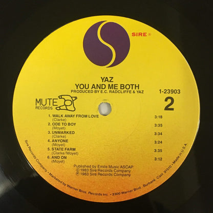 Yaz* : You And Me Both (LP, Album, Win)
