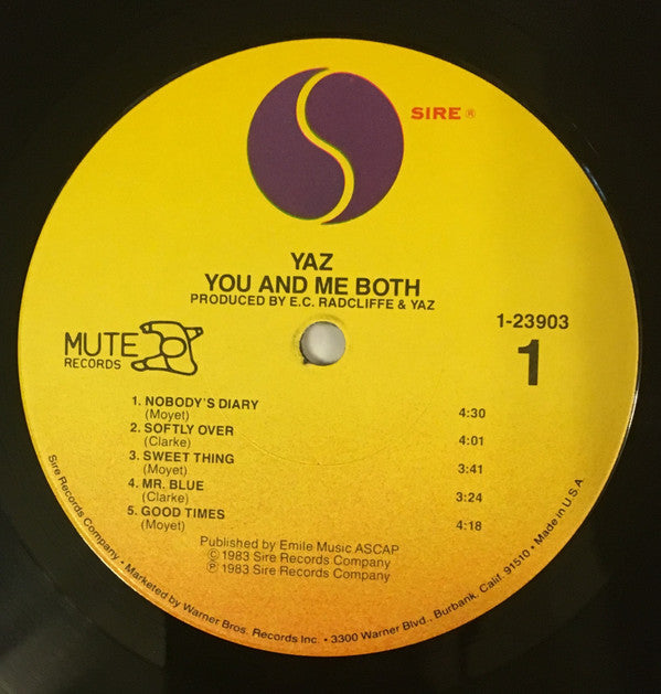 Yaz* : You And Me Both (LP, Album, Win)