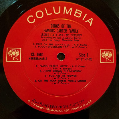 Lester Flatt & Earl Scruggs* Featuring Mother Maybelle Carter* & The Foggy Mountain Boys : Songs Of The Famous Carter Family (LP, Album, Mono, 2-e)