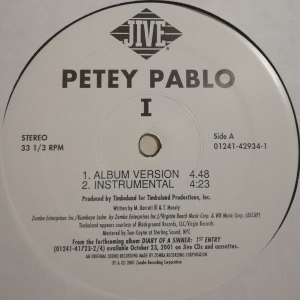 Petey Pablo : I (12", Single)