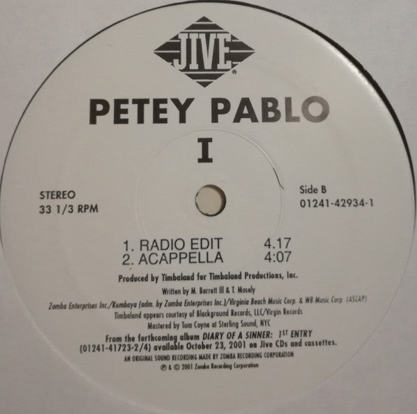 Petey Pablo : I (12", Single)
