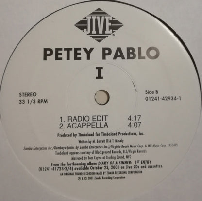 Petey Pablo : I (12", Single)