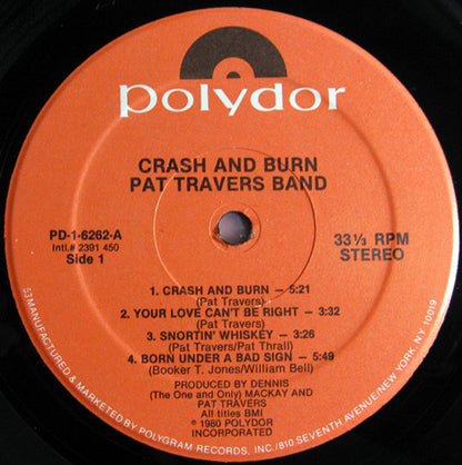 Pat Travers Band : Crash And Burn (LP, Album, RP, Hau)