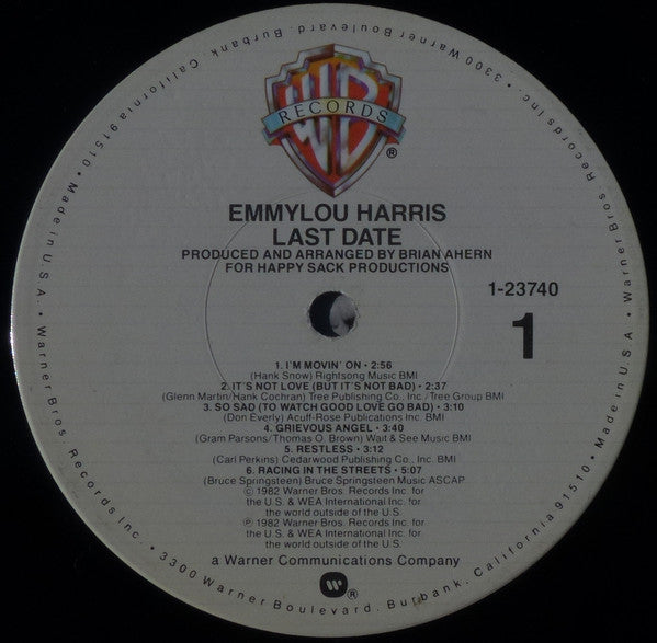Emmylou Harris : Last Date (LP, Album, Win)