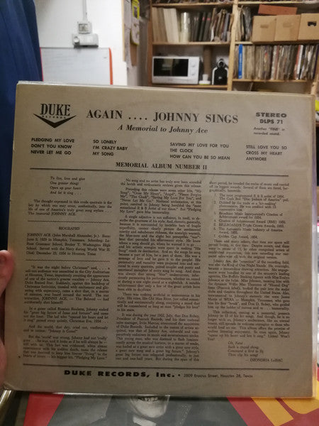 Johnny Ace : Memorial Album For Johnny Ace (LP, Album, Comp, RE)