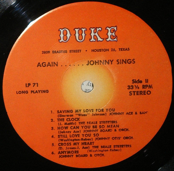 Johnny Ace : Memorial Album For Johnny Ace (LP, Album, Comp, RE)