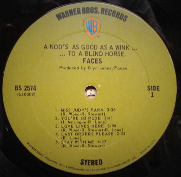 Faces (3) : A Nod Is As Good As A Wink... To A Blind Horse (LP, Album, Pit)