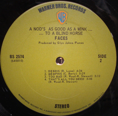 Faces (3) : A Nod Is As Good As A Wink... To A Blind Horse (LP, Album, Pit)
