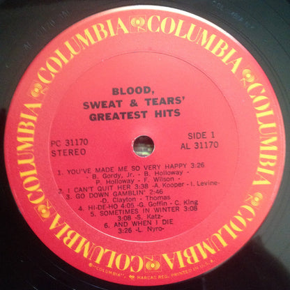 Blood, Sweat & Tears* : Blood, Sweat & Tears Greatest Hits (LP, Comp, RE, Car)