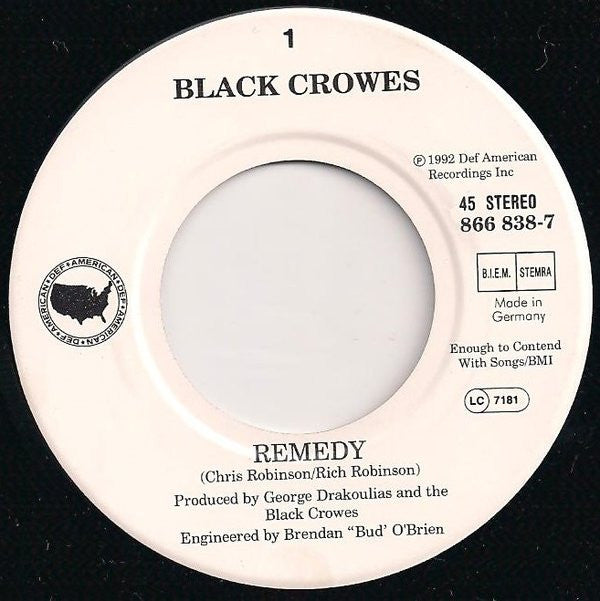 The Black Crowes : Remedy (7", Single)