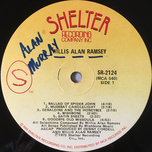 Willis Alan Ramsey : Willis Alan Ramsey (LP, Album, RE, Glo)