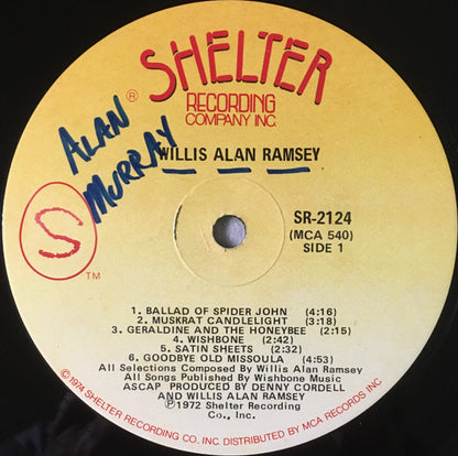 Willis Alan Ramsey : Willis Alan Ramsey (LP, Album, RE, Glo)