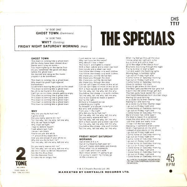 The Specials : Ghost Town (7", Single, Sil)