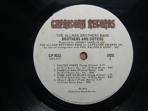 The Allman Brothers Band : Brothers And Sisters (LP, Album, Pit)