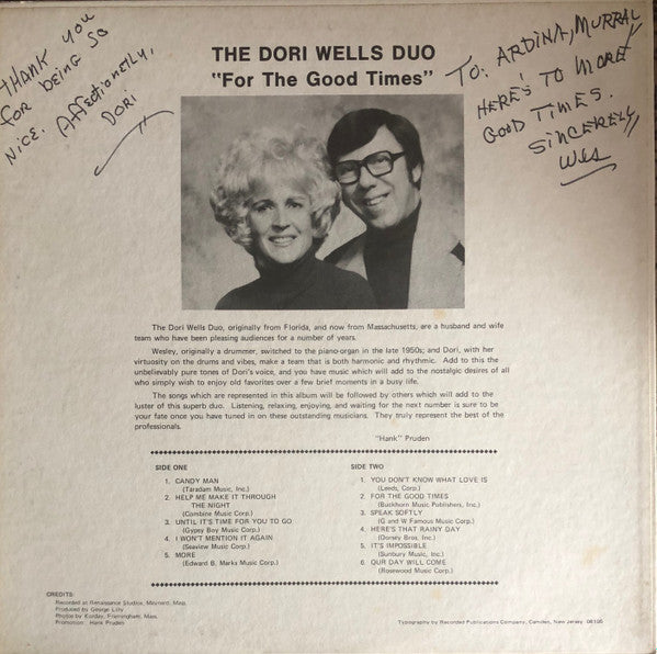 The Dori Wells Duo : For The Good Times (LP, Album)