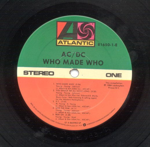 AC/DC : Who Made Who (LP, Album, Comp, SP )