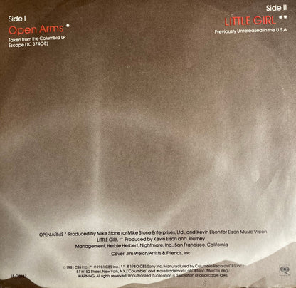Journey : Open Arms (7", Single, Styrene, Ter)