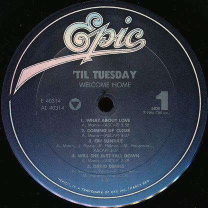 'Til Tuesday : Welcome Home (LP, Album, Pit)