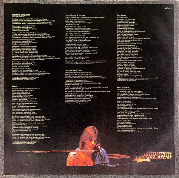 Jackson Browne : Running On Empty (LP, Album, Club, RCA)