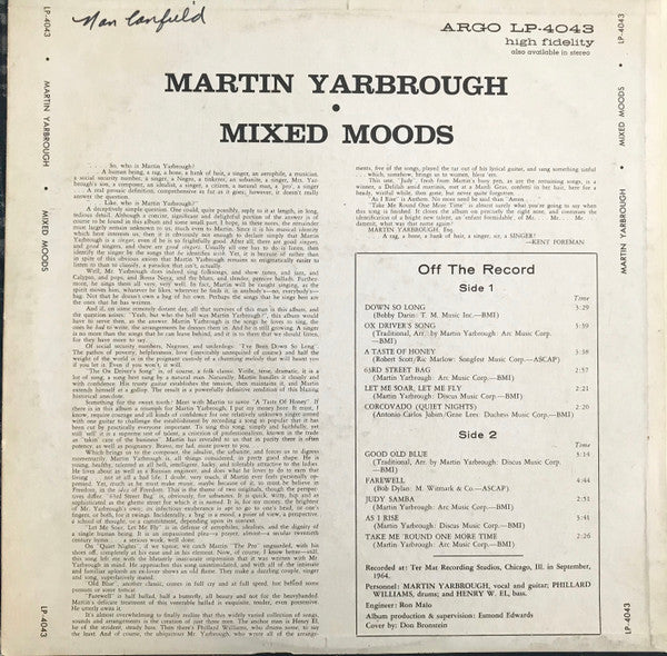 Martin Yarbrough : Mixed Moods (LP, Mono, Promo)