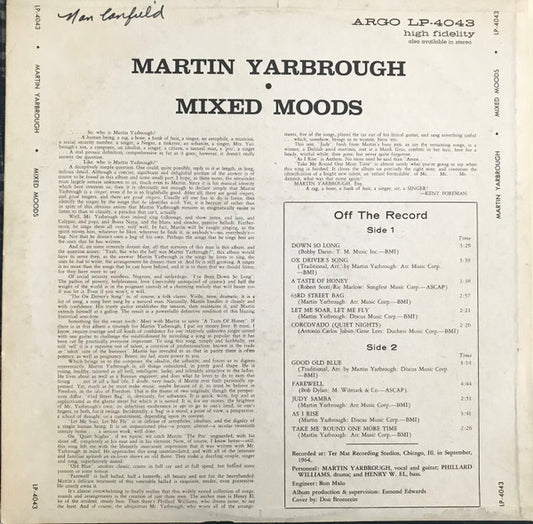 Martin Yarbrough : Mixed Moods (LP, Mono, Promo)