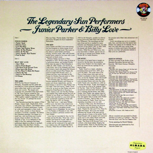 Junior Parker* / Billy Love* : The Legendary Sun Performers (LP, Comp, Mono, "Mo)