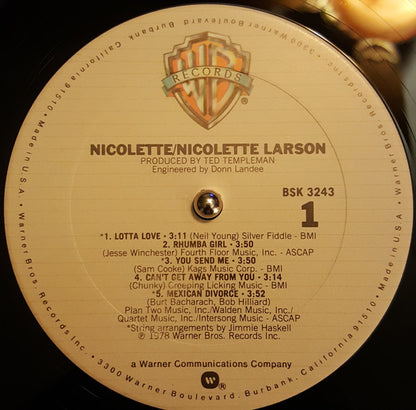 Nicolette Larson : Nicolette (LP, Album, Club, San)