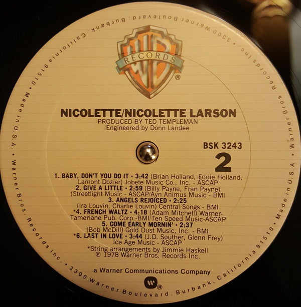 Nicolette Larson : Nicolette (LP, Album, Club, San)
