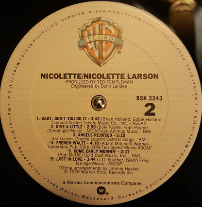 Nicolette Larson : Nicolette (LP, Album, Club, San)